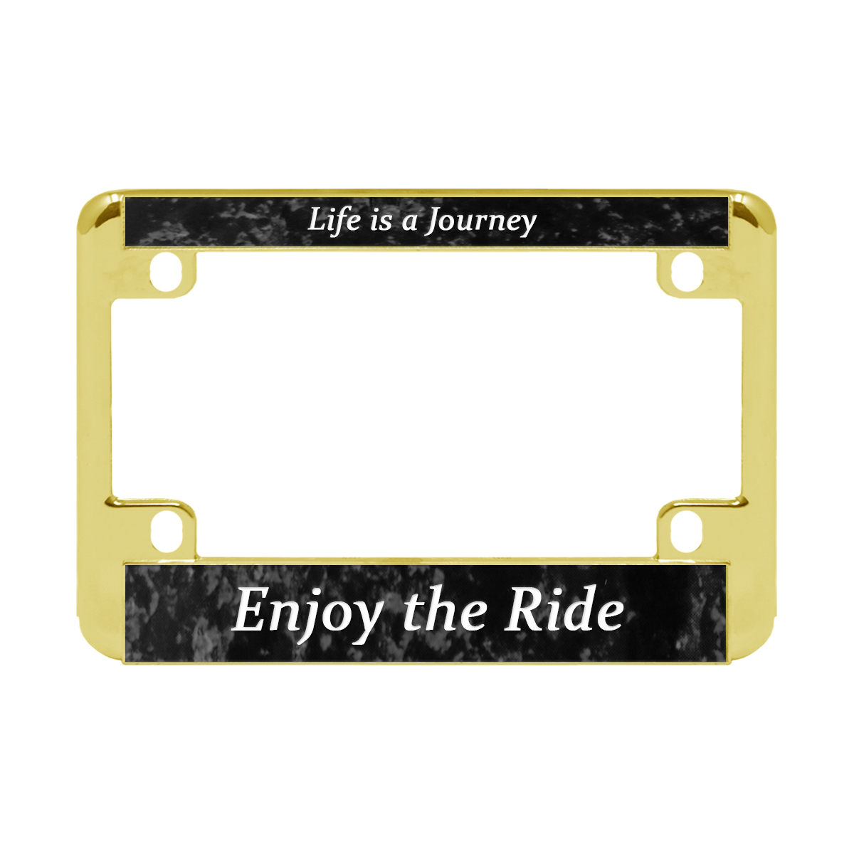 thumbnail image 2 of EMGO Gold Motorcycle License Plate Frame - Classic Surround Cover With Chrome Accents 2 of 6