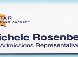 full color printed name tag on white plastic