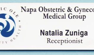 full color name tag with printed logo name and title