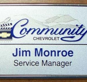 framed full color silver name tag