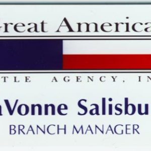 full color printed name tag with logo & text