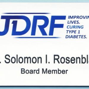full color name tag with printed logo and engraved names