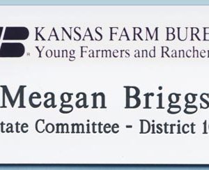 full color name tag with engraved text