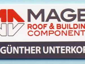 full color name tag with logo and reversed name