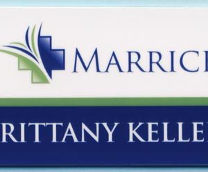 full color name tag with text in a solid color