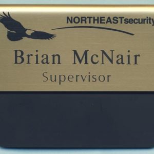 pocket name tag with engraved logo name and title