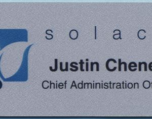 full color printed name tag with logo & text