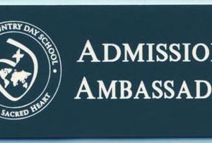 engraved tag with logo and title