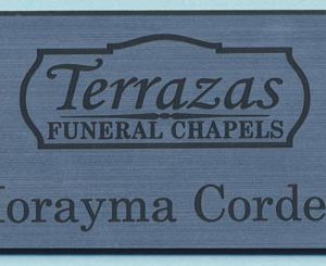 engraved name tag with logo and name