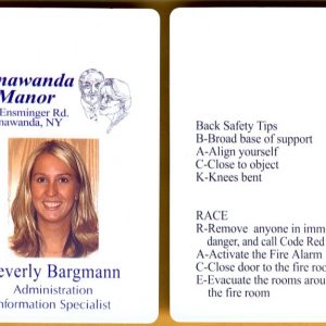 Double sided Id tag with full color logo, photo, names and back