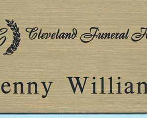 engraved pocket tag with logo & text