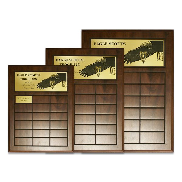 boy scout eagle scout perpetual plaque with engraved black & gold plastic featuring eagle graphic and the scout oath
