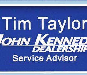 engraved name tag with logo & text
