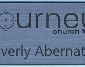 engraved name tag with logo & text