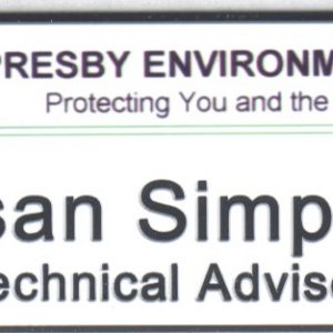 full color printed name tag with logo & engraved text