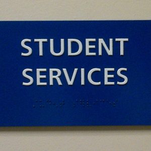 custom sign with raised lettering & Braille