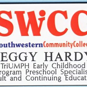 full color printed name tag with logo & engraved text