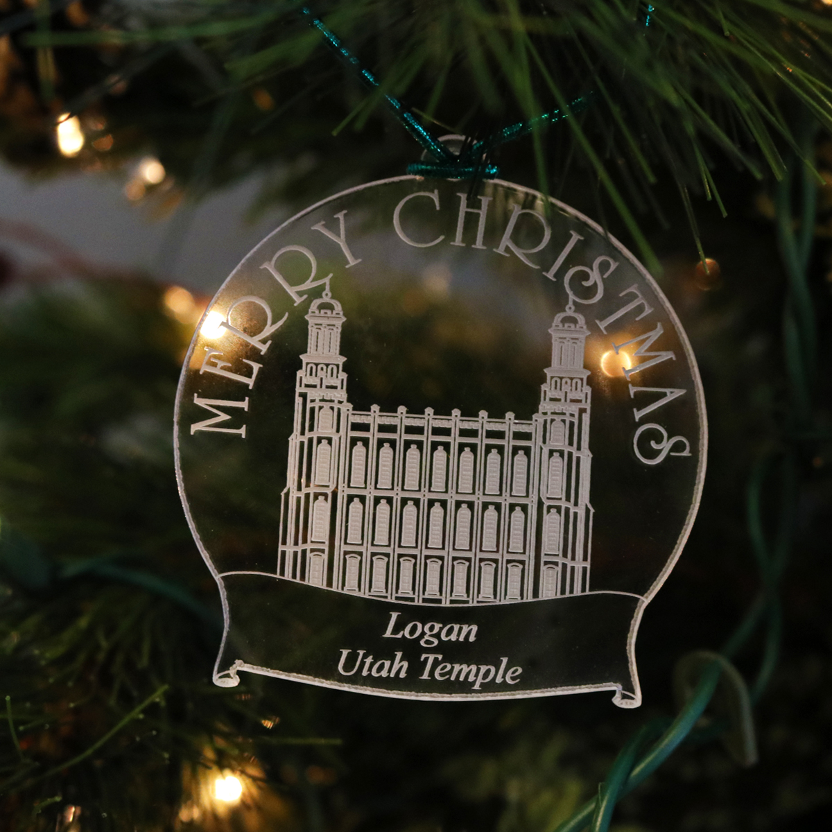 Mormon LDS Twin Falls temple christmas tree ormament laser etched 