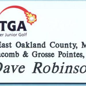 full color name tag with engraved text