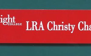engraved name tag with logo & text