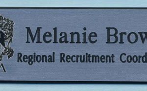 engraved name tag with logo & text
