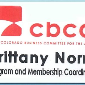 full color printed name tags with logo & engraved text