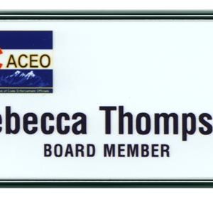 full color printed framed name tag with logo & text