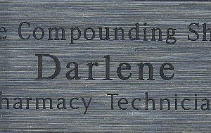 engraved name tag with text