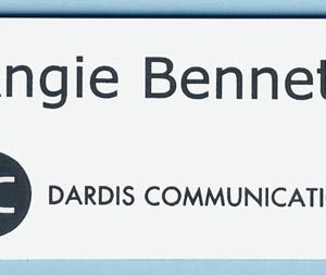 engraved name tags with logo & text