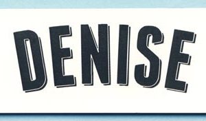white name tag with black graphic printed