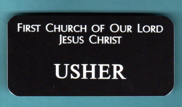 engraved name tag with logo & text