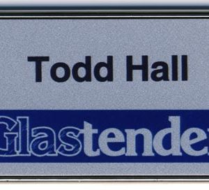 full color printed framed name tag with logo & text