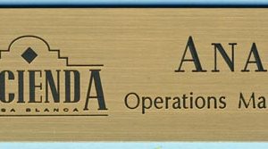engraved name tag with logo & text