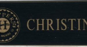 engraved name tag with logo & text