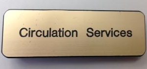engraved name tag with 1 line of text and beveled rounded edges