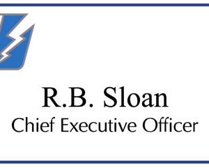 white full clor name tag with printed logo and text