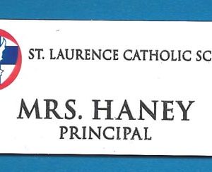 Full color name tag with 2 lines engraved text