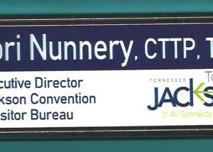 full color framed name tag with logo & text