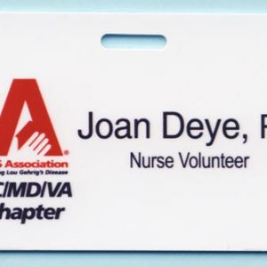 Full color name tag with printed logo and text