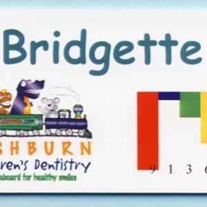 Full color name tag with printed logo, and text