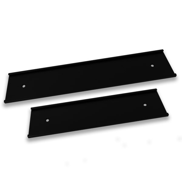 black door and wall mounts for name plates