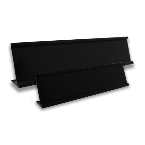 aluminum desk stand for holding name plate, black finish