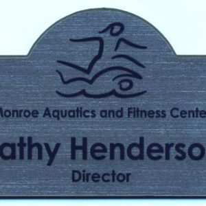 Full color custom shaped tag with printed logo and 2 lines of text
