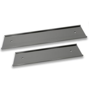 silver door and wall mounts for name plates