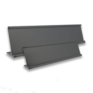 aluminum desk stand for holding name plate, polished silver finish