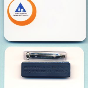 Full color white name tag with printed logo