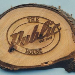 Laser engraved cherry wood name tag