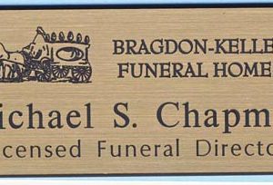 engraved name tag with logo & text