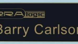 Name plate with logo and 1 line of text