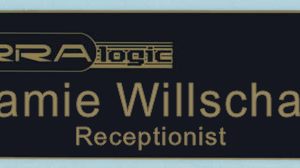 Name plate with logo and 2 lines of text